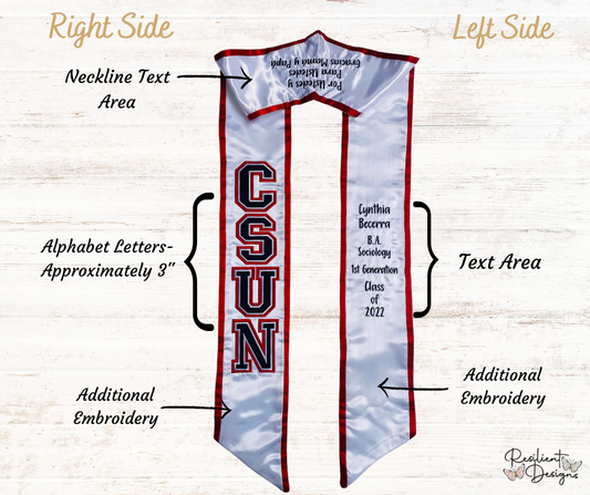 Alphabet Custom Graduation Sash