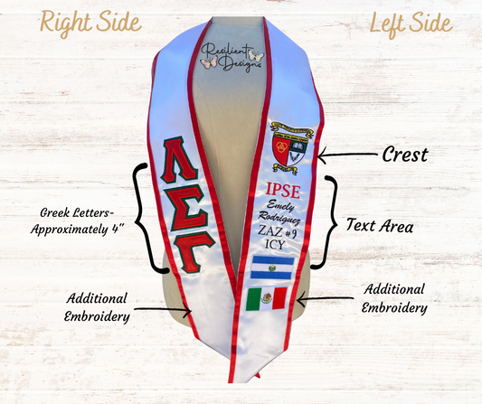 Angled Greek Letter Graduation Sash