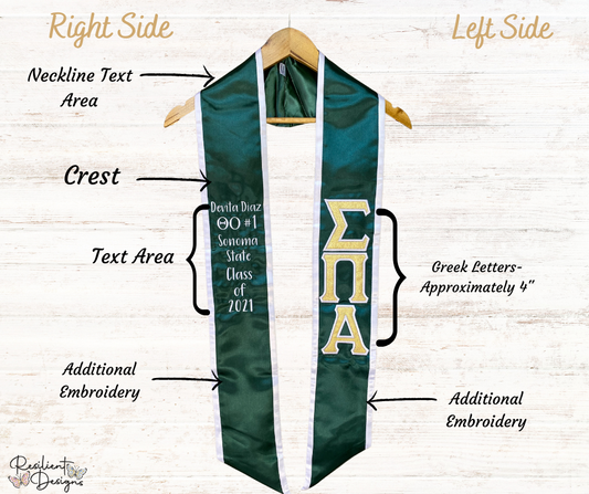 Single Layer Greek Letter Graduation Sash