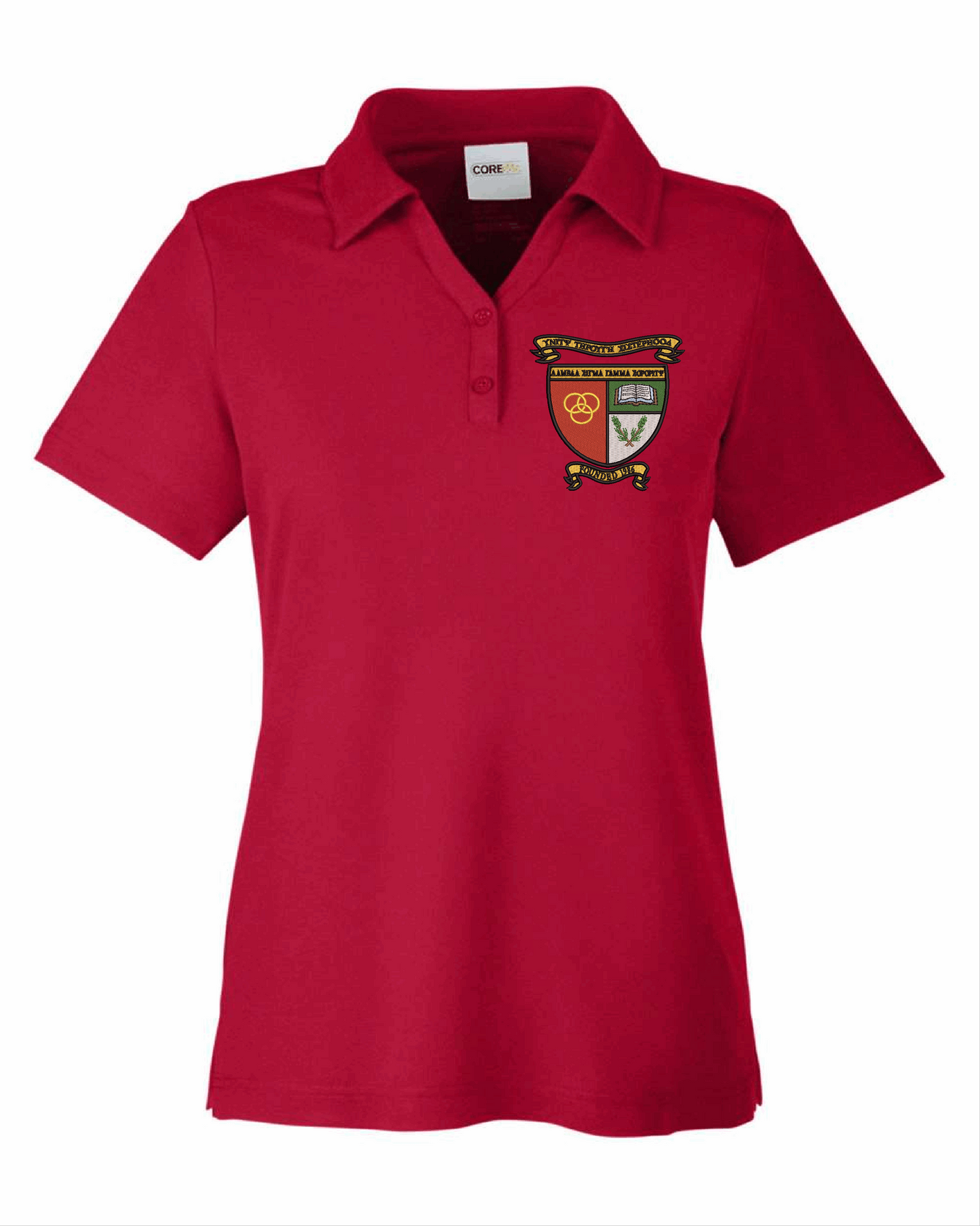 Lambda Sigma Gamma Crest Ladies Polo (Red)