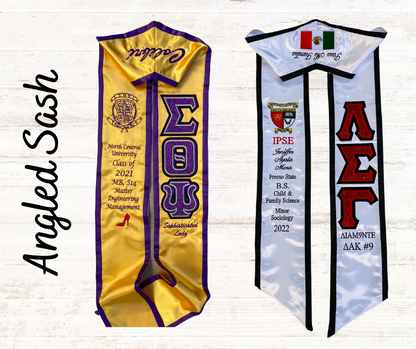 Custom Angled Greek Letter Graduation Sash