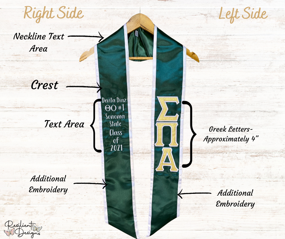 Single Layer Greek Letter Graduation Sash