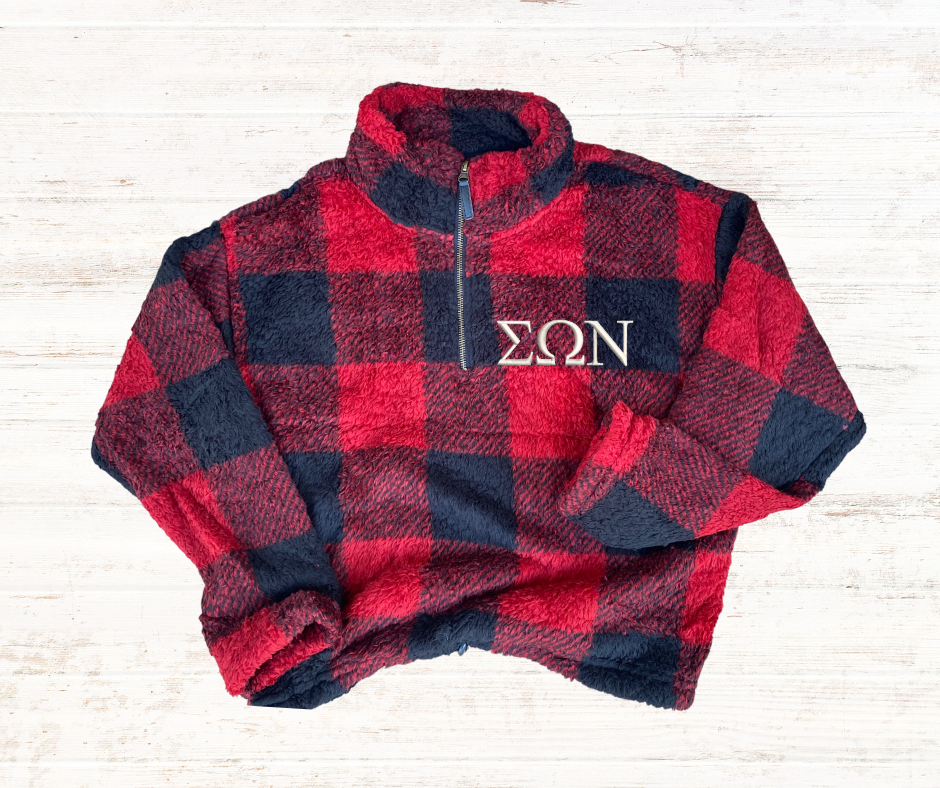 Plaid 1/4 Zip Red Sweater