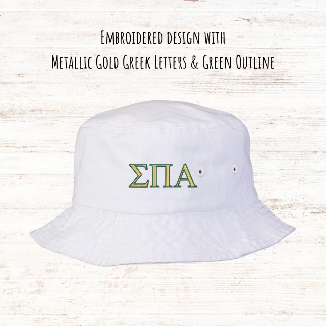 White ELLA Embroidered Bucket Hat