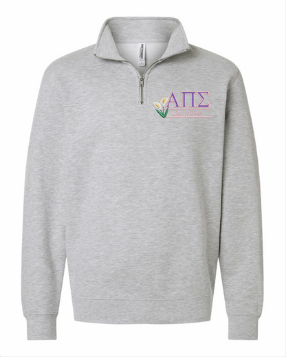 APS Grey Quarter Zip Calla Lily + Founding Year Sweater