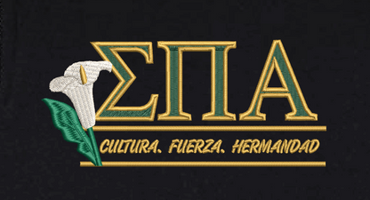 Embroidered CULTURA. FUERZA. HERMANDAD + Greek Letters 1/4 Zip