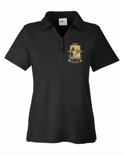Sigma Omega Nu Crest Ladies Polo (Black)