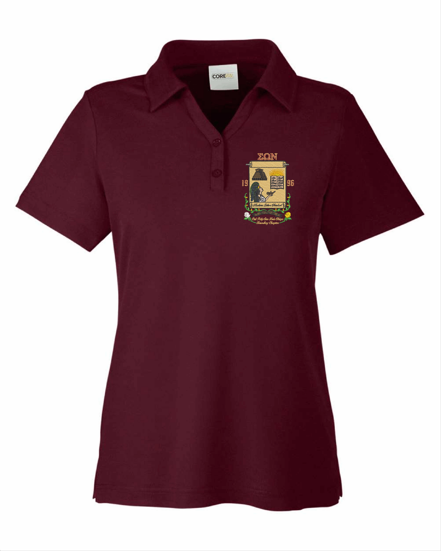 Sigma Omega Nu Crest Ladies Polo (Burgundy)