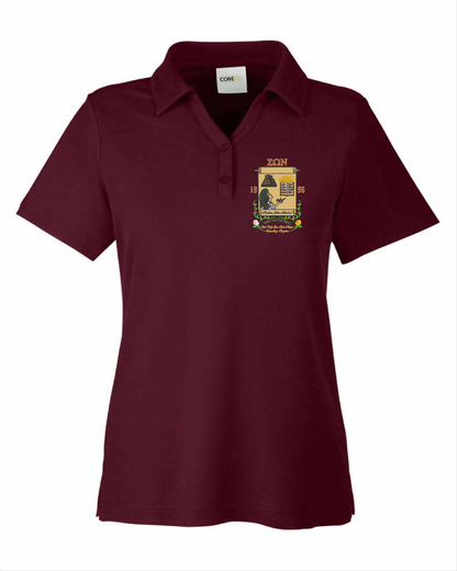 Sigma Omega Nu Crest Ladies Polo (Burgundy)