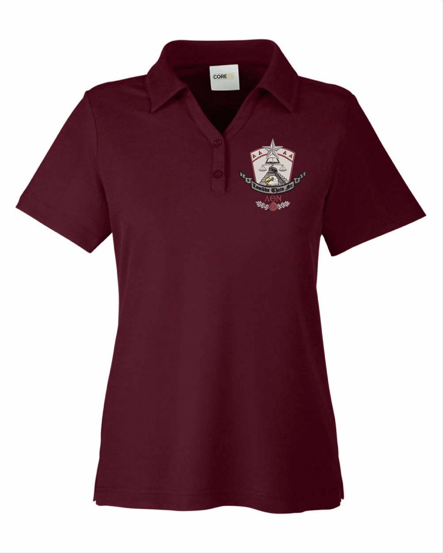 Lambda Theta Nu Crest Ladies Polo (Burgundy)