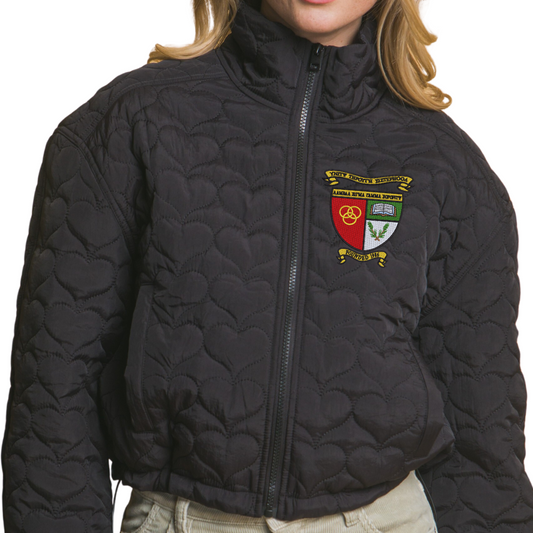 Ladies Black Heart Detailed Puffer Jacket