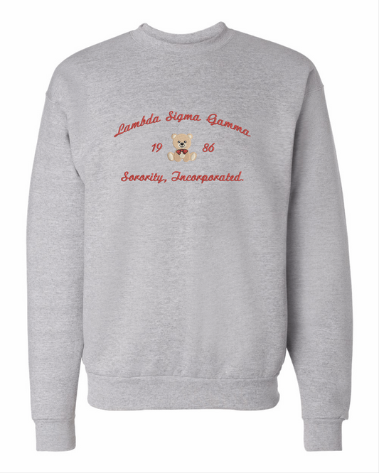 Embroidered Teddy Crewneck (Grey)