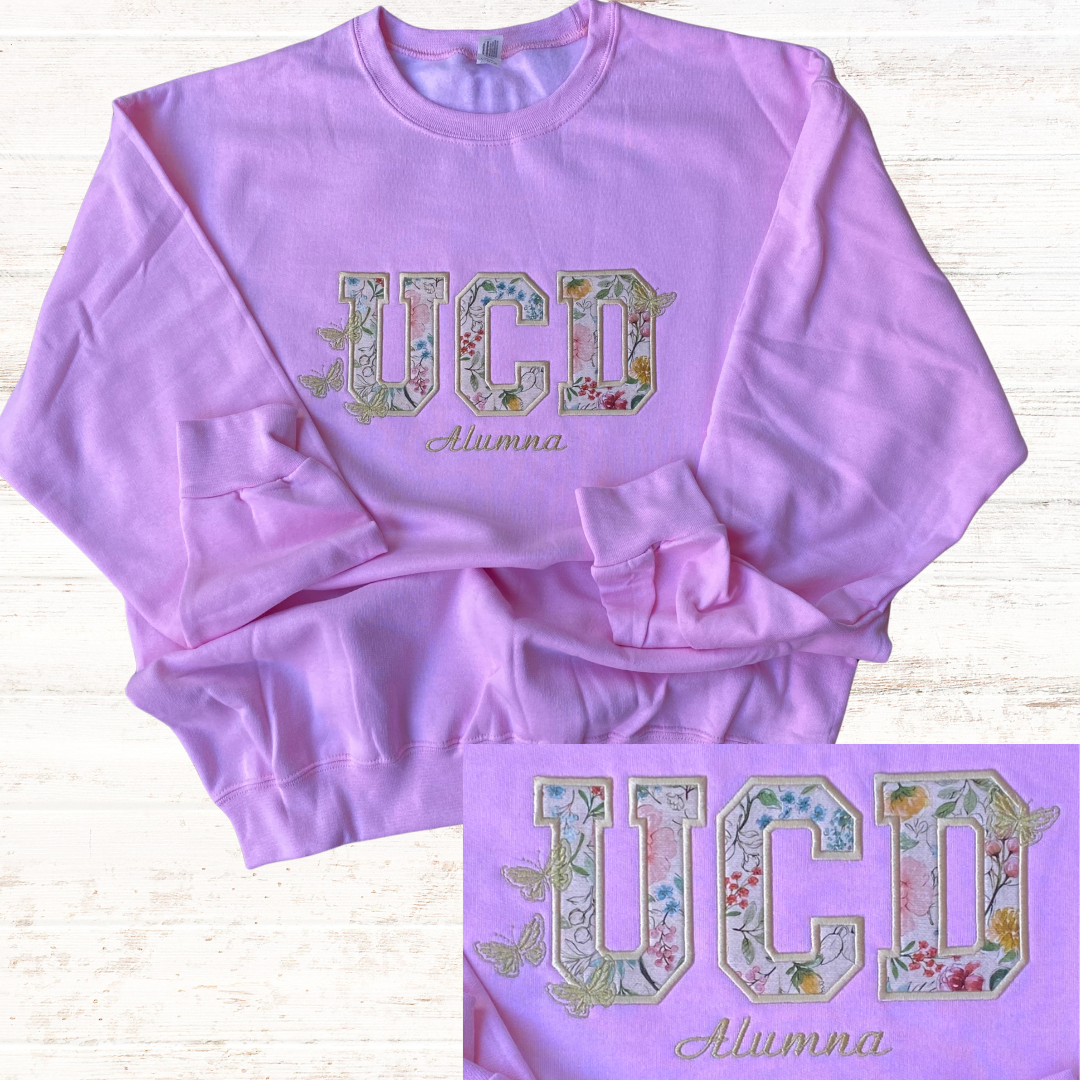 Alphabet Sweater w/ Embroidered Butterflies