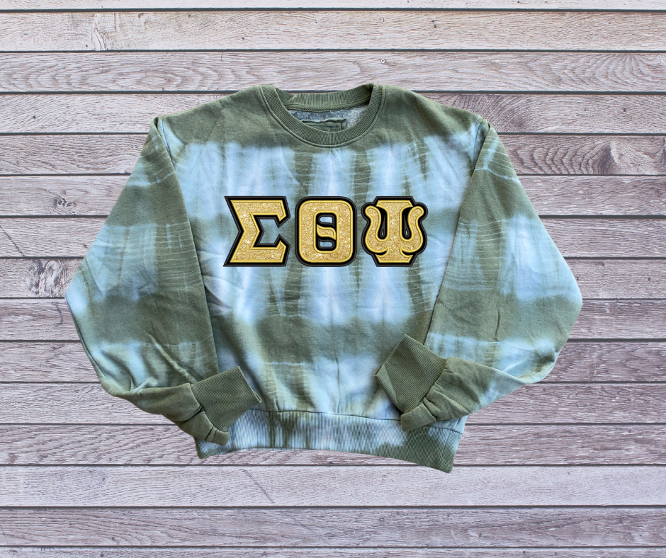 Green & White Tie-Dye Sweater