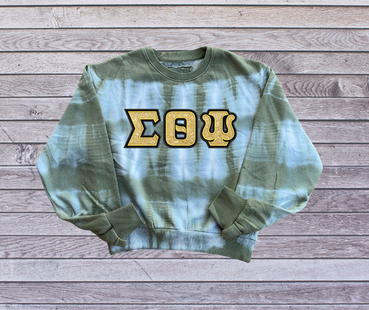 Green & White Tie-Dye Sweater